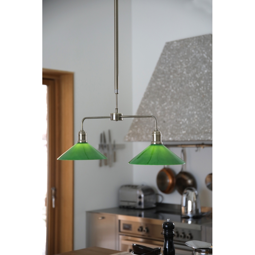 Markslöjd 109161 - Luster na tyči VELA 2xE27/60W/230V zelená/mosadz