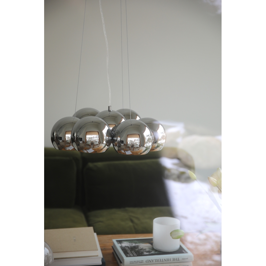 Markslöjd 109167 - Závesné svietidlo na lanku CUPOLO 7xE14/40W/230V Ø 45 cm lesklý chróm