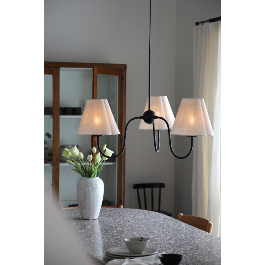 Markslöjd 109172 - Luster na lanku VEYA 3xE14/40W/230V priemer 90 cm ľan/čierna