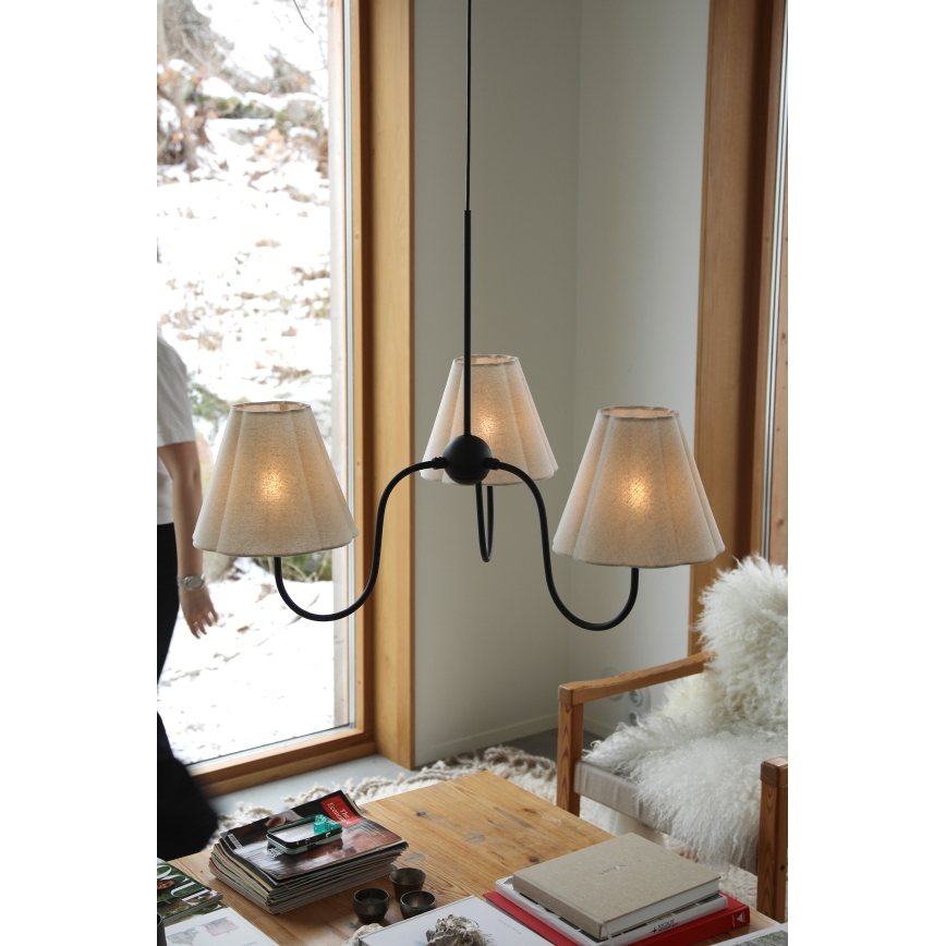 Markslöjd 109172 - Luster na lanku VEYA 3xE14/40W/230V priemer 90 cm ľan/čierna