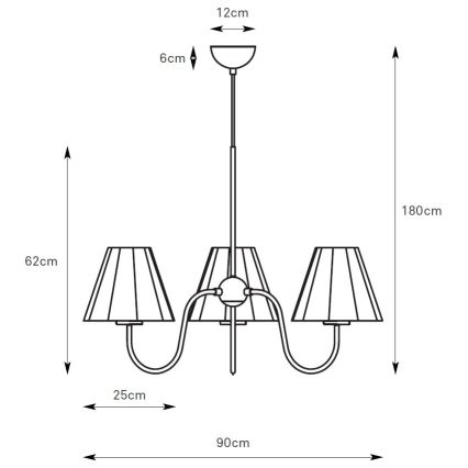 Markslöjd 109172 - Luster na lanku VEYA 3xE14/40W/230V priemer 90 cm ľan/čierna