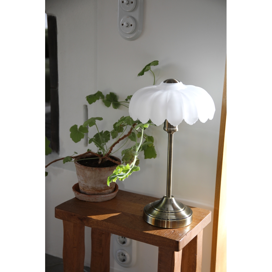 Markslöjd 109179 - Stolová lampa KURAGE 1xE27/60W/230V mosadz/biela