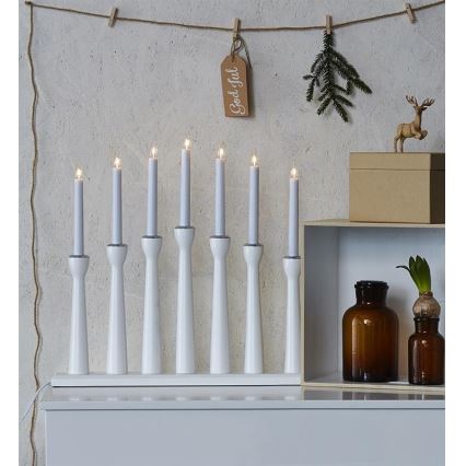 Markslöjd 702232 - Vianočný svietnik MASESKÄR 7xE10/3W/230V biela