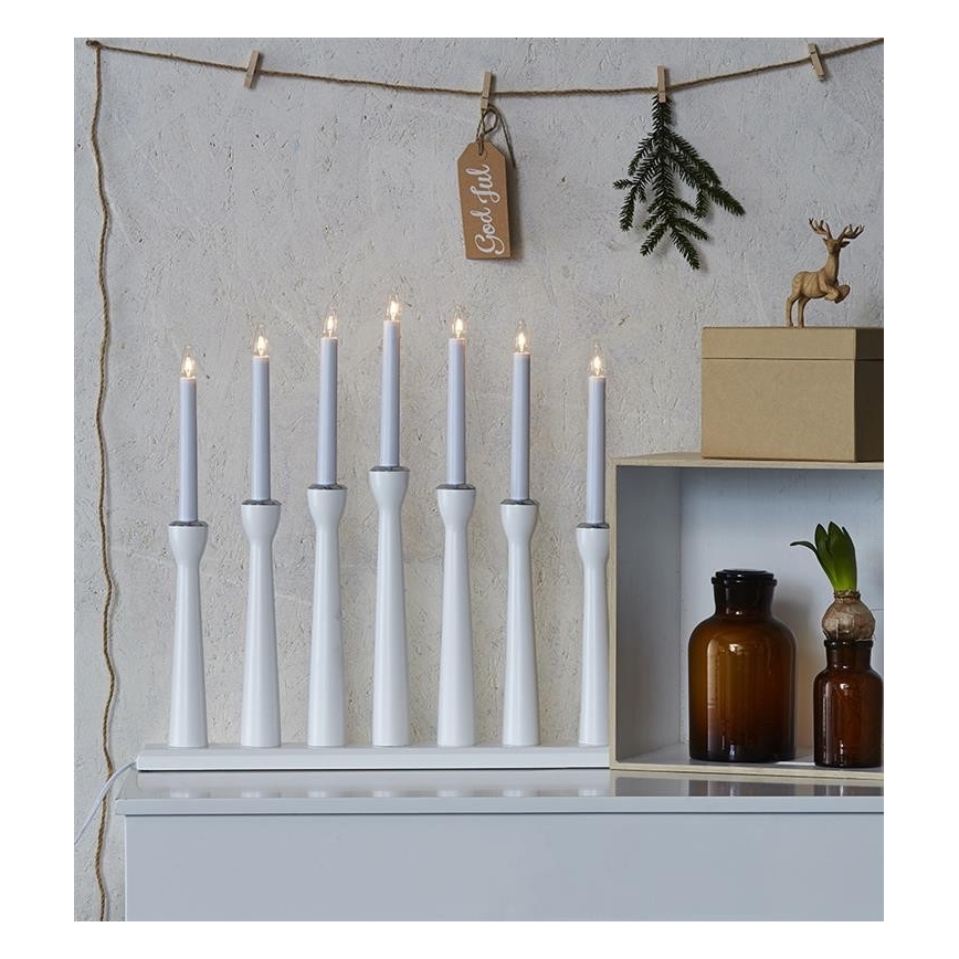 Markslöjd 702232 - Vianočný svietnik MASESKÄR 7xE10/3W/230V biela