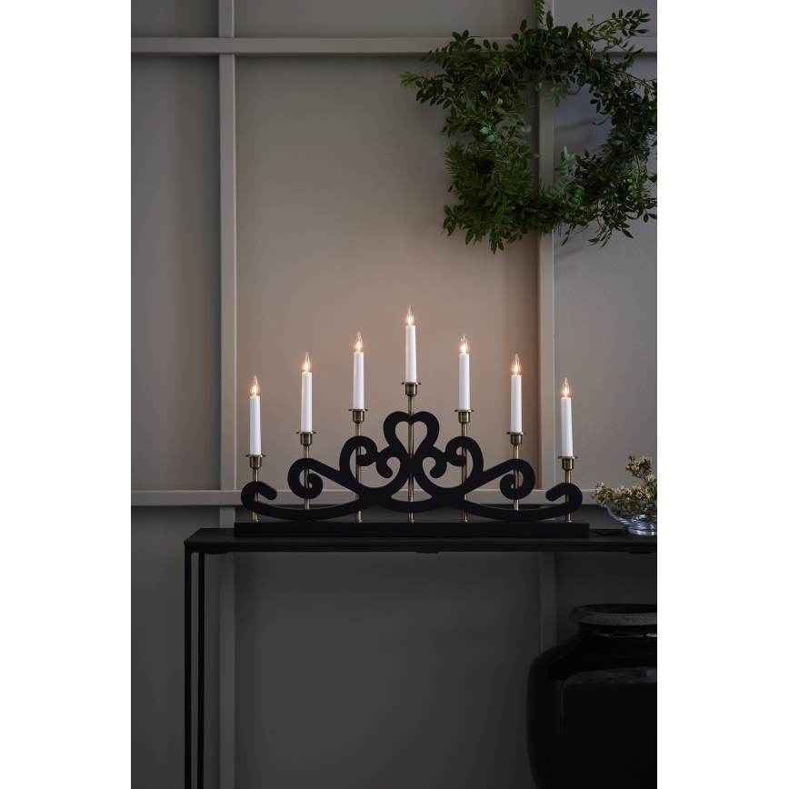 Markslöjd 705966 - Vianočný svietnik NIGHTFALL 7xE10/3W/230V čierna/mosadz