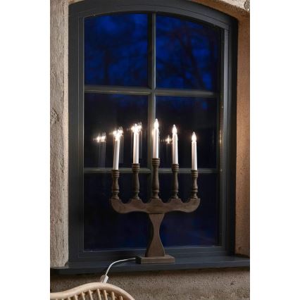 Markslöjd 706280 - Vianočný svietnik SVANEHOLM 5xE10/3W/230V borovica/hnedá