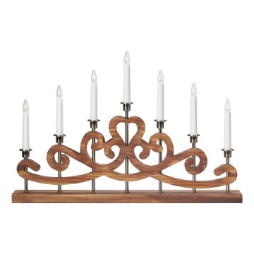 Markslöjd 706428 - Vianočný svietnik NIGHTFALL 7xE10/3W/230V hnedý/mosadzný