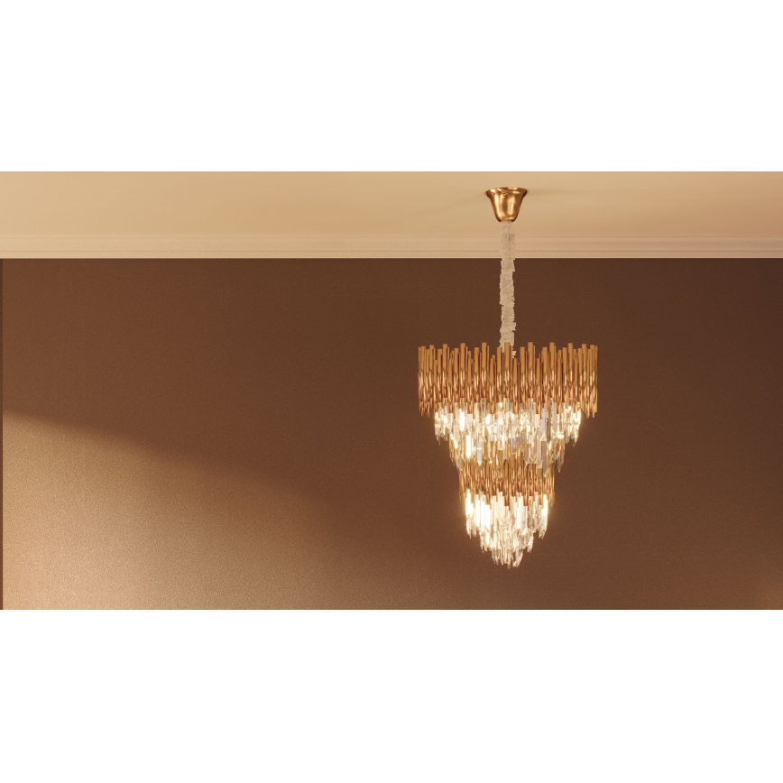 MAXLIGHT P0283 - Luster na reťazi VOGUE 16xE14/40W/230V pr. 60 cm zlatá