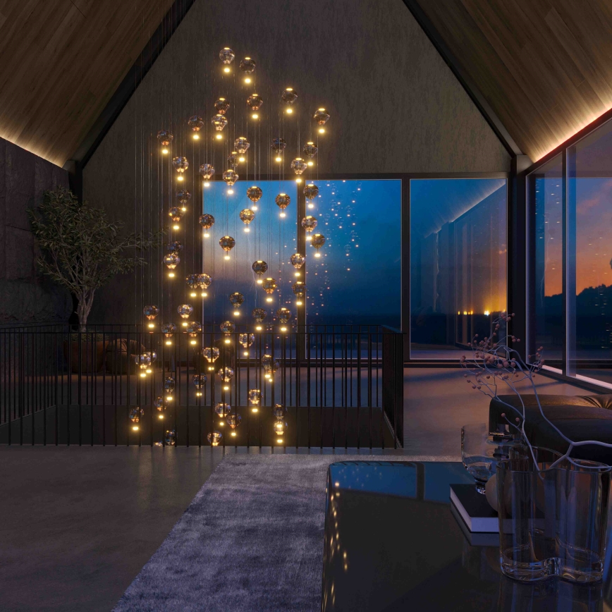 MAXLIGHT P0526D - LED Stmievateľný luster na lanku PALLONCINI 11xLED/6W/230V pr. 45 cm číra/béžová/dymová