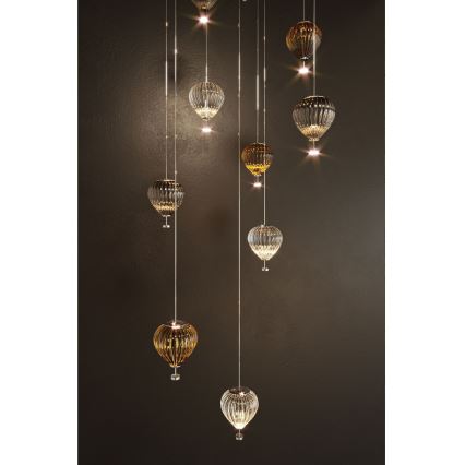 MAXLIGHT P0526D - LED Stmievateľný luster na lanku PALLONCINI 11xLED/6W/230V pr. 45 cm číra/béžová/dymová