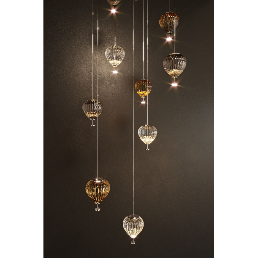 MAXLIGHT P0526D - LED Stmievateľný luster na lanku PALLONCINI 11xLED/6W/230V pr. 45 cm číra/béžová/dymová