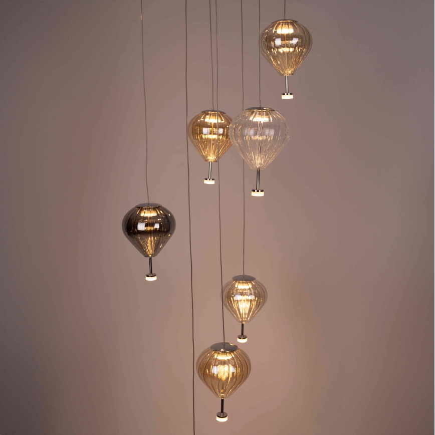 MAXLIGHT P0526D - LED Stmievateľný luster na lanku PALLONCINI 11xLED/6W/230V pr. 45 cm číra/béžová/dymová