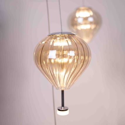 MAXLIGHT P0526D - LED Stmievateľný luster na lanku PALLONCINI 11xLED/6W/230V pr. 45 cm číra/béžová/dymová