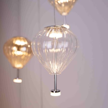 MAXLIGHT P0526D - LED Stmievateľný luster na lanku PALLONCINI 11xLED/6W/230V pr. 45 cm číra/béžová/dymová