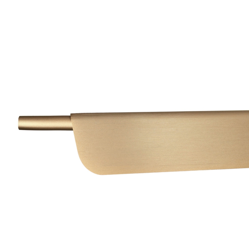 Kovová tyč je pripevnená k plochej, oblúkovito ukončenej doske s brúseným povrchom, ružovo-zlatistej farby. Celok je izolovaný na bielom pozadí.