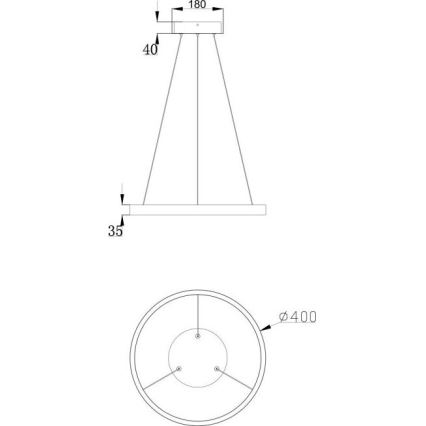 Maytoni MOD058PL-L22B3K - LED Luster na lanku RIM LED/25W/230V 3000K pr. 40 cm čierna