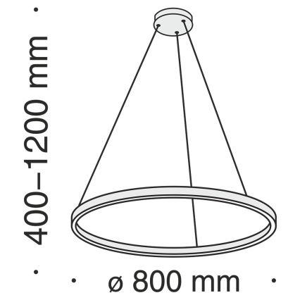 Maytoni MOD058PL-L42B3K - LED Luster na lanku RIM LED/51W/230V 3000K pr. 80 cm čierna