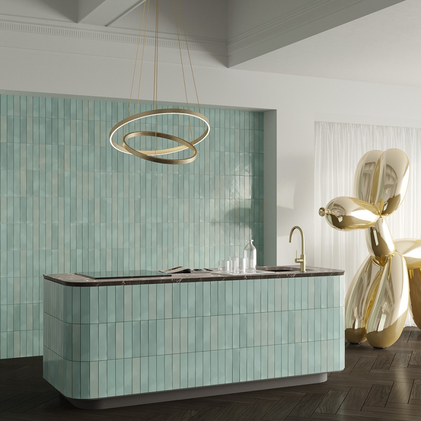 Maytoni MOD058PL-L74BS3K - LED Luster na lanku RIM LED/88W/230V 3000K pr. 80 cm zlatá