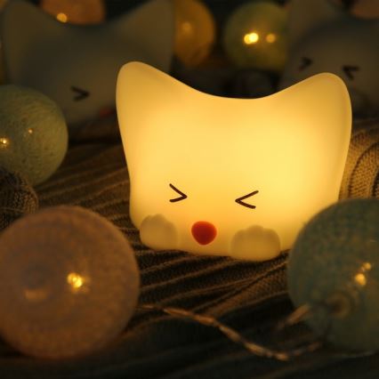 MegaLight - LED RGB Stmievateľná nabíjacia detská dotyková lampa CATTY CAT LED/5V