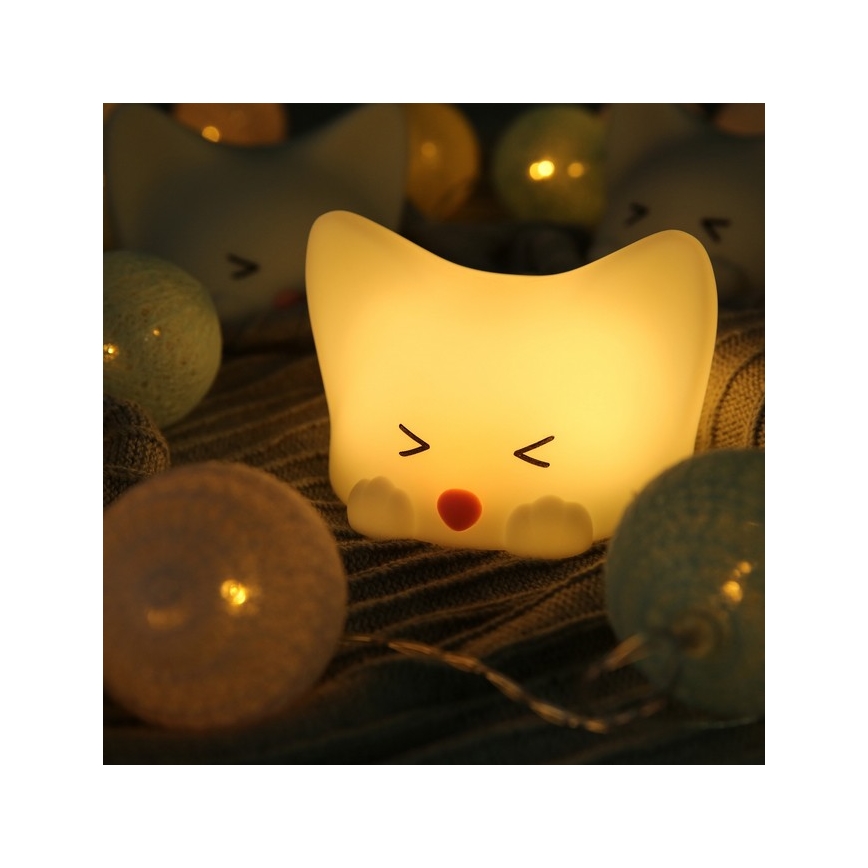 MegaLight - LED RGB Stmievateľná nabíjacia detská dotyková lampa CATTY CAT LED/5V