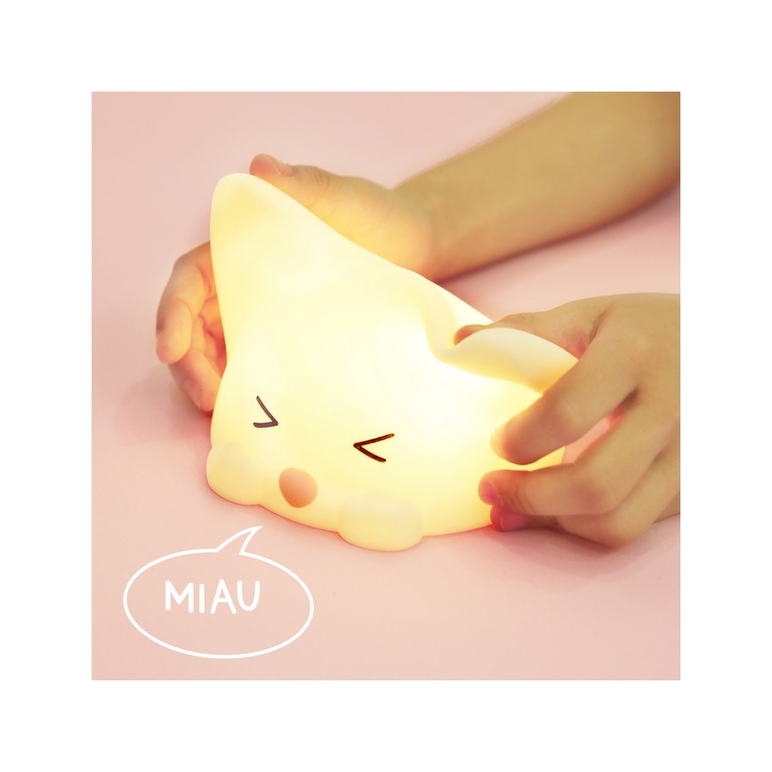 MegaLight - LED RGB Stmievateľná nabíjacia detská dotyková lampa CATTY CAT LED/5V