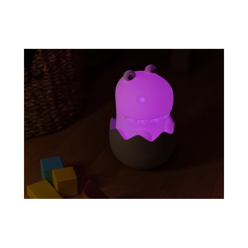 MegaLight - LED RGB Stmievateľná nabíjacia detská dotyková lampa DIGGY DINO LED/5V