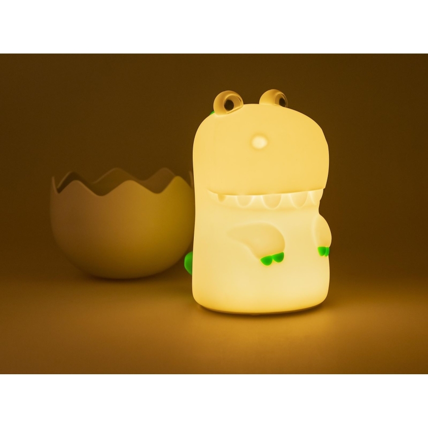 MegaLight - LED RGB Stmievateľná nabíjacia detská dotyková lampa DIGGY DINO LED/5V
