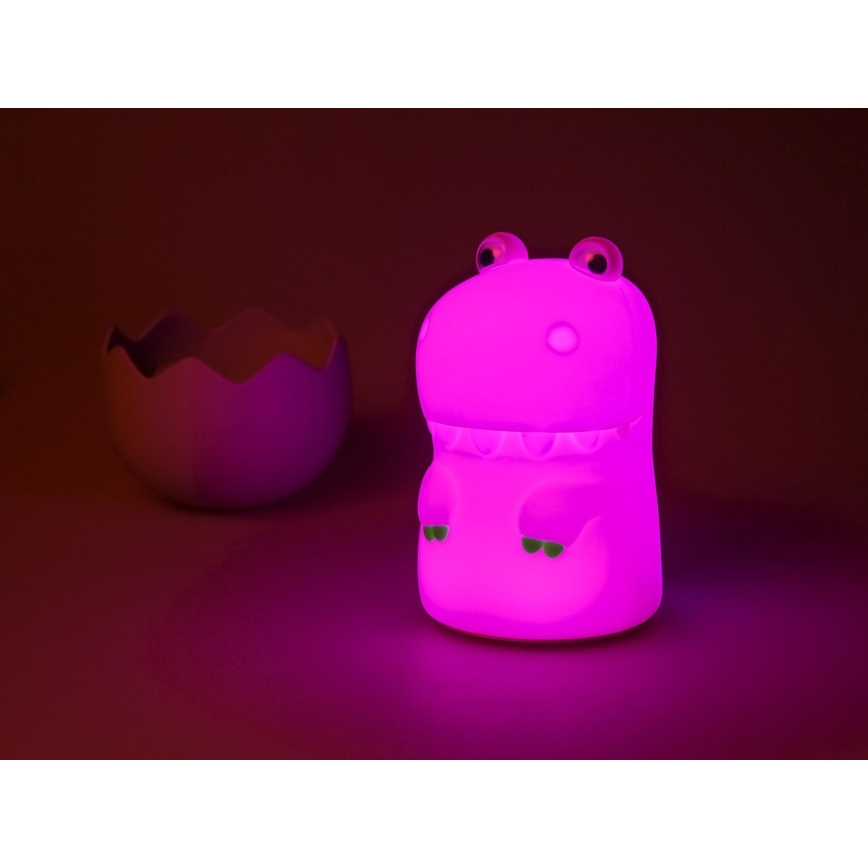 MegaLight - LED RGB Stmievateľná nabíjacia detská dotyková lampa DIGGY DINO LED/5V