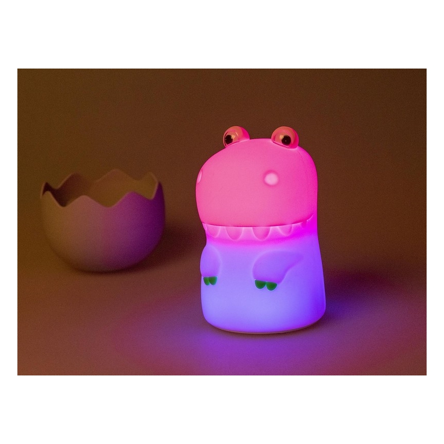 MegaLight - LED RGB Stmievateľná nabíjacia detská dotyková lampa DIGGY DINO LED/5V