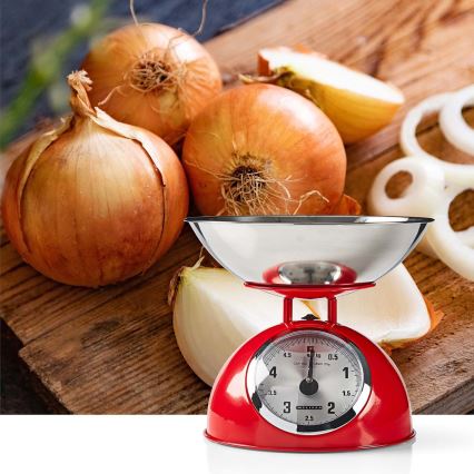 Melissa - Retro kuchynská váha s miskou červená