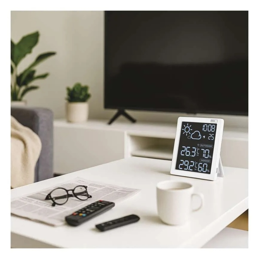 Meteostanica 5 V, 2×AAA + 2×AAA, čierna