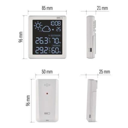 Meteostanica 5V 2xAAA + 2xAAA biela