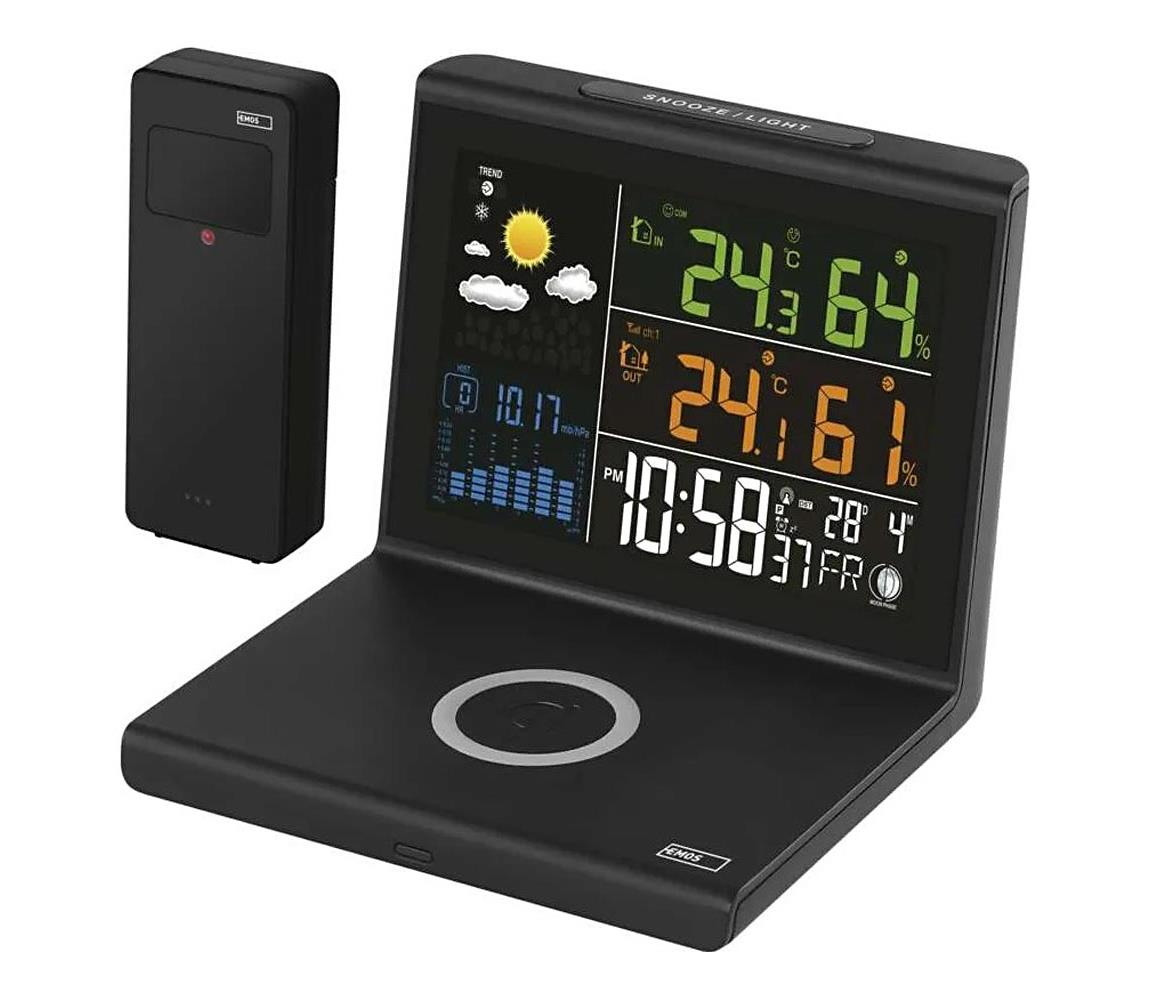 Meteostanica s bezdrôtovým nabíjaním 5V 2xAA + 2xAAA čierna E8010
