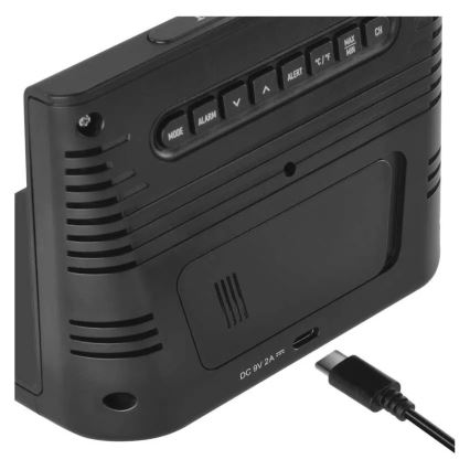 Meteostanica s bezdrôtovým nabíjaním 5V 2xAA + 2xAAA čierna