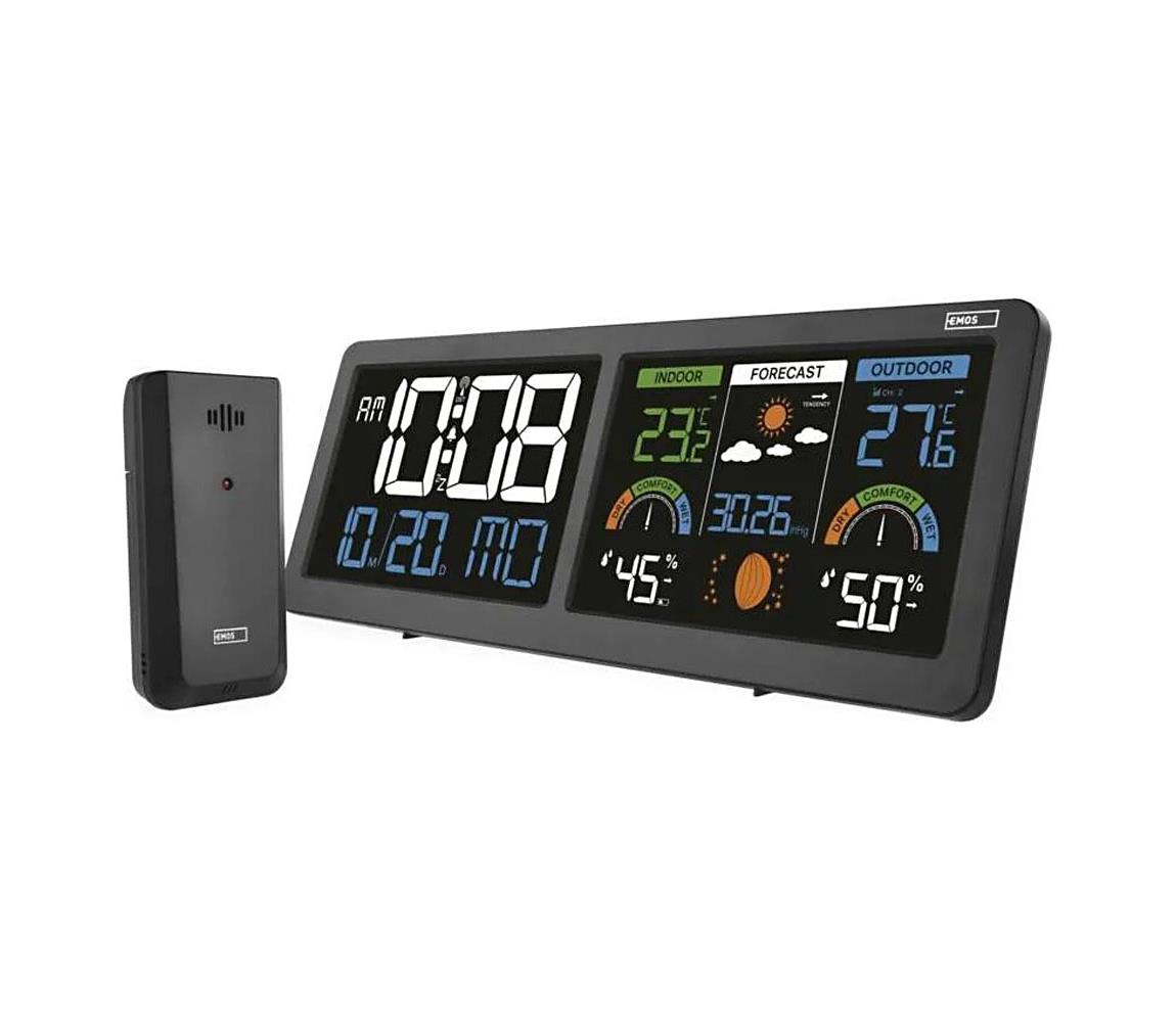 Meteostanica s farebným LCD displejom a budíkom 5V 3xAAA + 2xAA čierna E8625