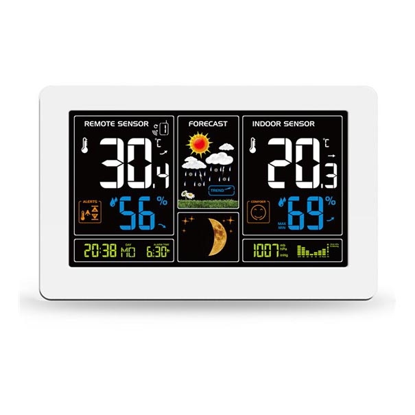 Meteostanica s LCD displejom USB nabíjanie 2xAAA/5V + 2xAAA biela