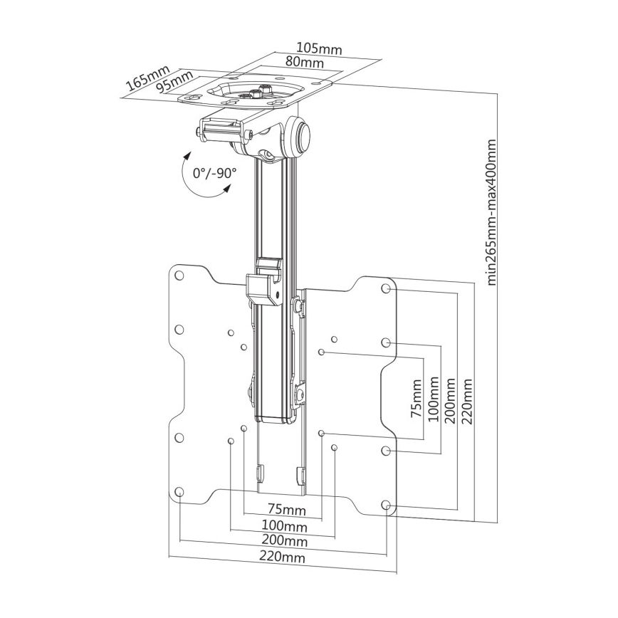 MK FLORIA MKF-17DS220 - Stropný držiak na TV 46 čierny