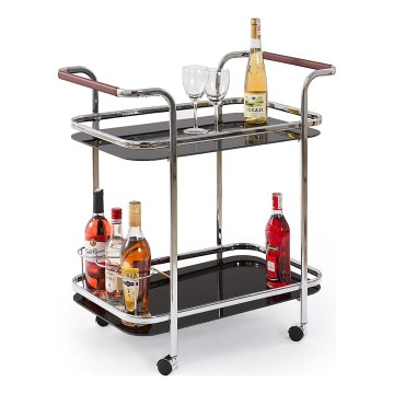 Mobilný barový odkladací stolík BAR 74x69 cm lesklý chróm