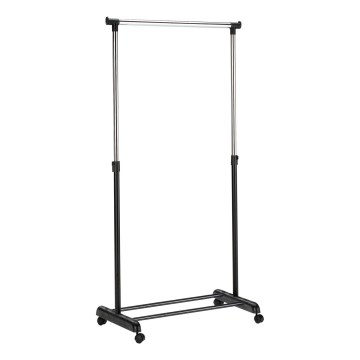 Mobilný kovový vešiak 170x88 cm čierna/lesklý chróm