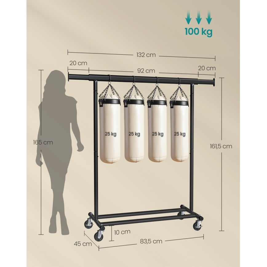 Mobilný stojanový vešiak LINEA čierny
