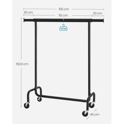 Mobilný stojanový vešiak LINEA čierny