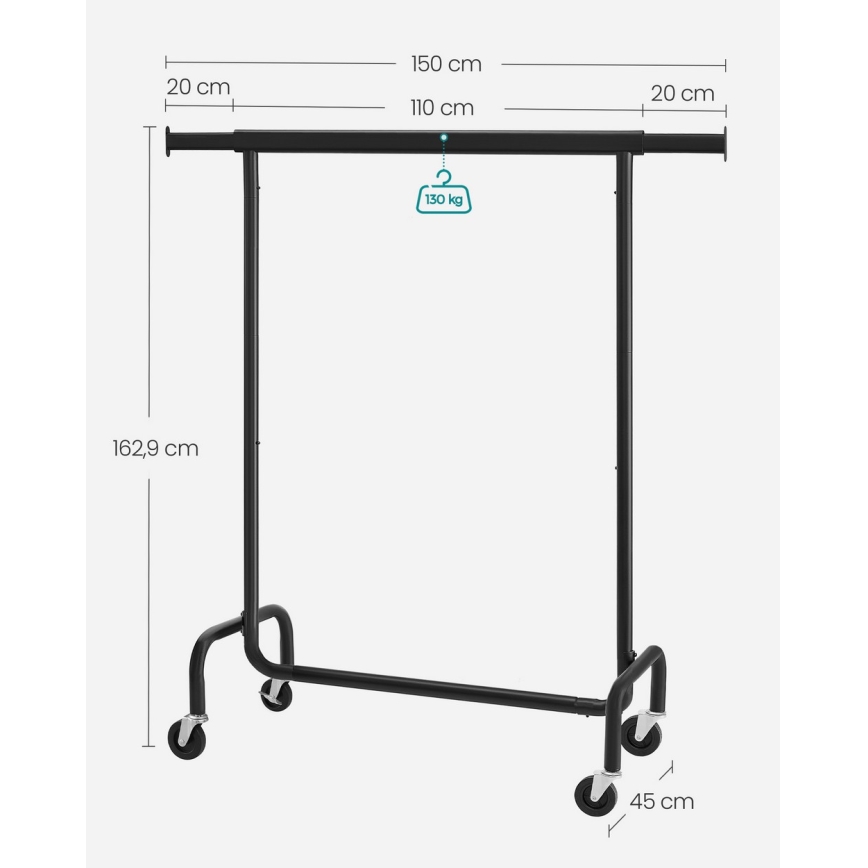 Mobilný stojanový vešiak LINEA čierny
