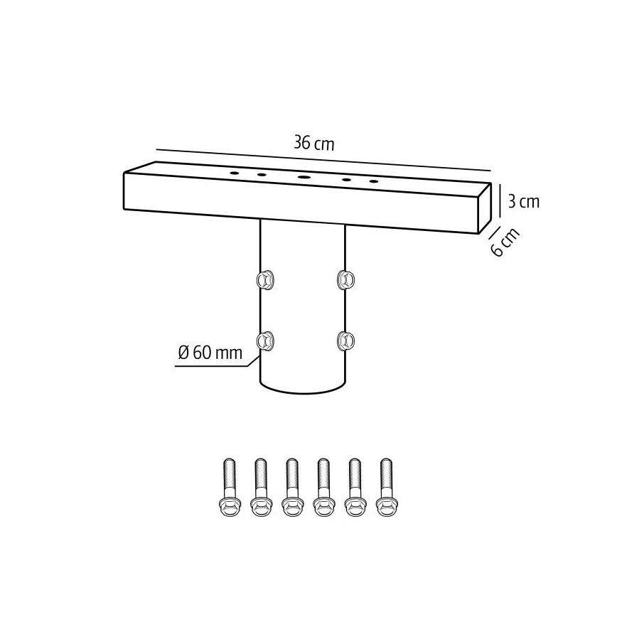 Montážny držiak pre vonkajšie osvetlenie BASE, priemer 60 mm, čierny