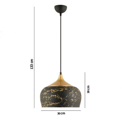 MONZA závesné svietidlo 1xE27/40W/230V, priemer 30 cm, čierna/broná