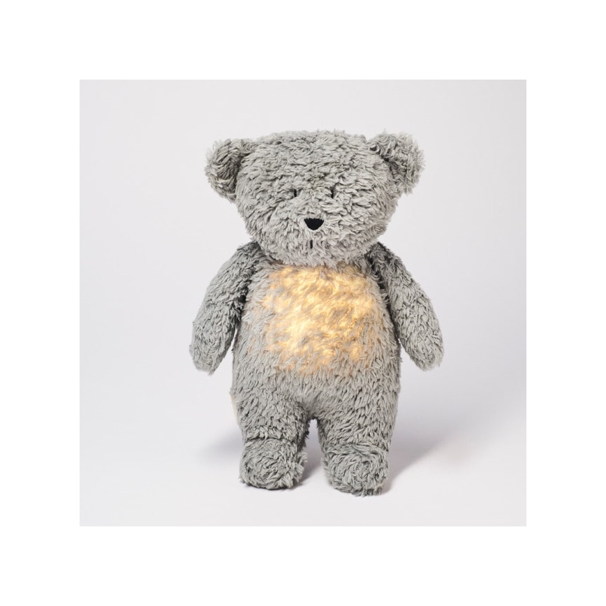 Moonie - Uspávačik s melódiou a svetlom medvedík mineral organic grey