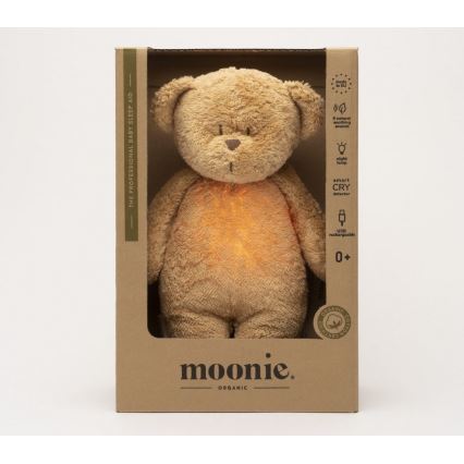 Moonie - Uspávadlo s melódiou a svetlom medvedík 2.0 organic cappuccino