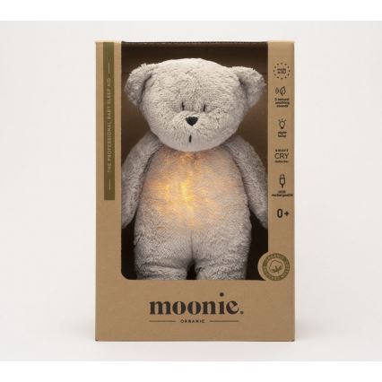 Moonie - Uspávadlo s melódiou a svetlom medvedík 2.0 organic grey