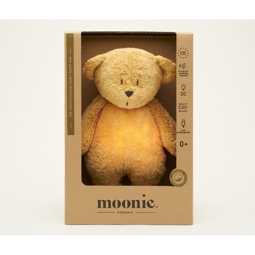 Moonie - Uspávadlo s melódiou a svetlom medvedík 2.0 organic honey