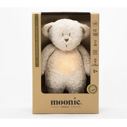 Moonie - Uspávadlo s melódiou a svetlom medvedík 2.0 organic sand