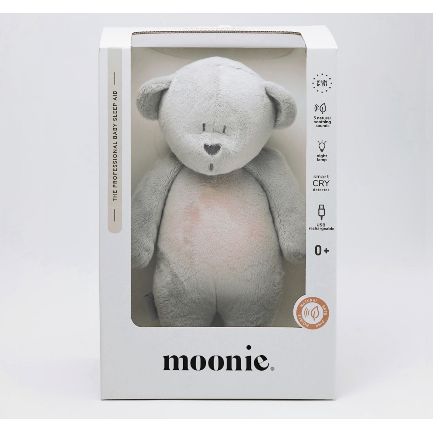 Moonie - Uspávadlo s melódiou a svetlom medvedík 2.0 silver